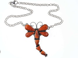 Navajo Sterling Bea Tom Spiny Oyster dragonfly necklace - £488.91 GBP