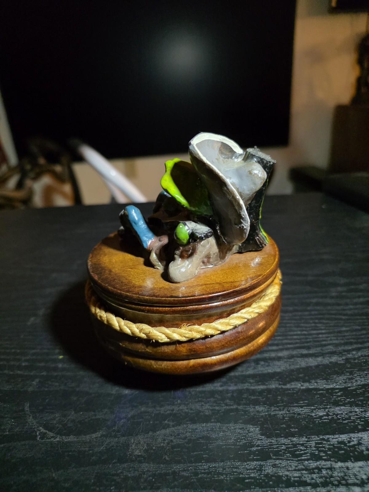 *READ 1979 Frog Cowboy Music Box Annette Little Original Sculpture Enesco Japan Item image 13