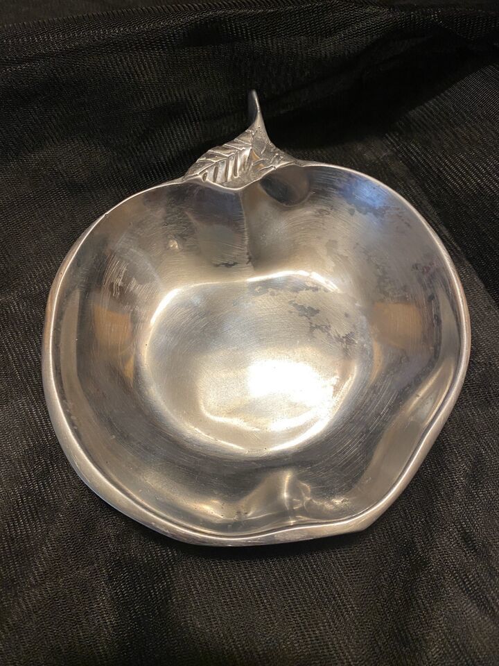 Pewter Apple Shaped Candy/Trinket Dish 5 3/4&quot; by 6 5/8&quot; by 7/8&quot;. - $5.99