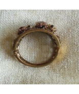 Vintage Hinged Rhinestone Frog Floral Filigree Bracelet - $130.48 CAD
