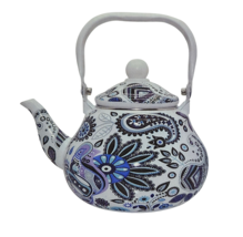 Old World Paisley Design Porcelain Enamel on Steel 2.5 Quart (2.5L) Tea Kettle - £31.64 GBP