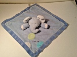 Carters Just One Year Plush Blue Elephant Blanket Lovey Security rattle  - $11.88