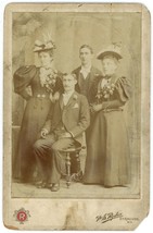 Circa 1890&#39;S Cabinet Card Two Couples Victorian Clothing Ryden Syracuse Ny - £8.14 GBP