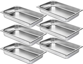 Mophorn 6 Pack Hotel Pans Full Size 2 Inch Deep Steam Table Pan 22 Gauge... - £62.10 GBP