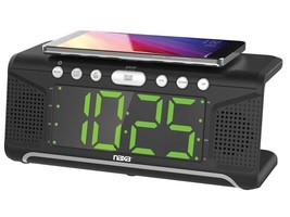 Naxa NRC-190 Dual Alarm Clock +Qi/USB Cell Phone Wireless Charging Funct... - £58.51 GBP