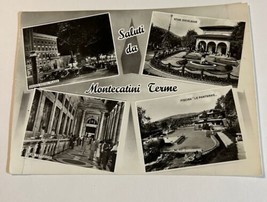 Postcard Italy Greetings from Montecatini Terme 4 Picture Insert Chrome 1950s - £3.08 GBP