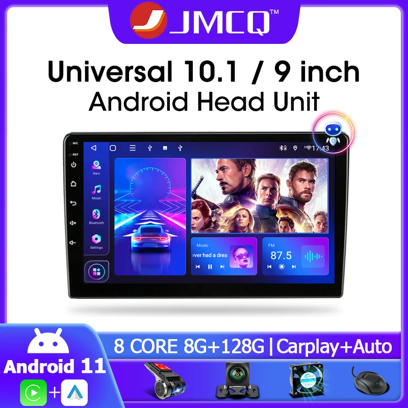 JMCQ 9/10.1&quot; Universal 2din Android 11 Car Radio Multimedia Video Player - £72.43 GBP+