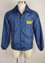 Vintage Champion US Navy Nylon Windbreaker Jacket Blue USA Small - £59.27 GBP