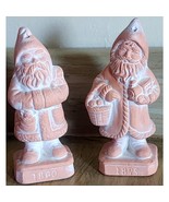 1860 &amp; 1875 Era Santa Claus Ceramic Figurine Ornament Set Of 2 Terra Cot... - $11.66