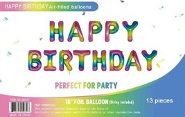 16&quot; Light Rainbow Foil Balloons Happy Birthday Banner Decoration Party - £12.93 GBP