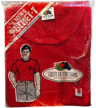 Vintage 1987 Fruit of the Loom Mens 3040  sz L Red Pocket Tee T-Shirt NO... - $347.70 MXN