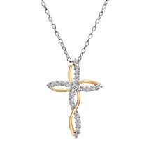 0.75CT Vero Moissanite Twist Croce Ciondolo Collana 14K Placcato Oro Giallo - £75.93 GBP