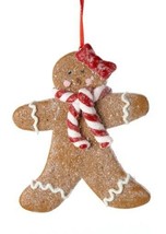 Kurt S. Adler Claydough Gingerbread Girl w/CANDY Cane Scarf Christmas Ornament - £6.23 GBP