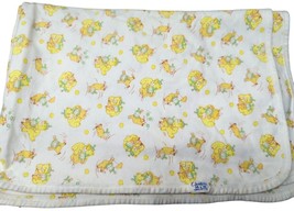 Carters  green yellow clowns bears  Vintage Cotton Baby Receiving Blanket - £19.70 GBP