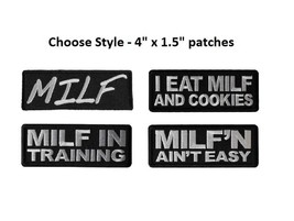 Choose Style MILF Themed 4&quot; x 1.5&quot; Funny iron on embroidered patches (K5) - £4.67 GBP