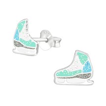 Light Green Ice Skates Earrings 925 Silver Stud Earrings - £10.94 GBP