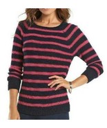 Womens Sweater Chaps Black Pink Striped Long Sleeve Boat Neck $69 NEW-si... - £26.97 GBP