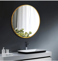 Neu-Type Medium Round Gold Shelves and Drawers Modern Mirror (24 In. H x 24 In. - £87.92 GBP