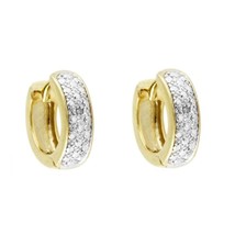 14K Yellow Gold Plated Silver Round Simulated Diamond Huggie Hoop Men&#39;s ... - $30.16