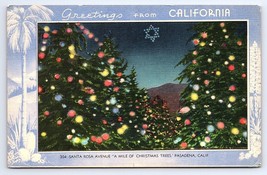 Postcard Greetings from California Christmas Trees on Santa Rosa, Pasadena CA - £4.97 GBP