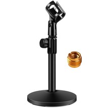 Desktop Microphone Stand, Upgraded Adjustable Table Mic Stand With Mic C... - £23.59 GBP