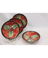 Studio 33 Christmas Holly Bowls 8-1/2&quot; Lot of 4 Xmas - $26.13 CAD