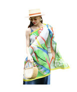Anyyou 100% Mulberry Silk Green Long Scarf Luxury Brand Women Beach Shaw... - $101.50