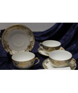 Noritake - 175 Green backstamp - Flat Cups &amp; Saucers - 3 Sets - $48.99