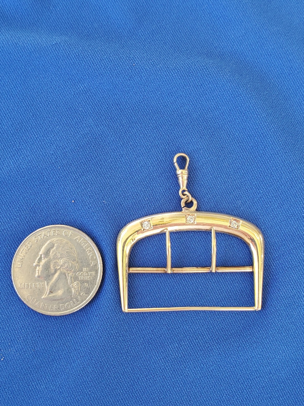 Vintage Earth Mined Diamond Buckle Deco Statement Pendant Solid 14k Gold 5.18 gr Item image 15