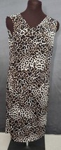 Chicos Party Dress Sz 0 (S) Stretch Midi Cheetah Animal Leopard Print Sleeveless - £19.63 GBP