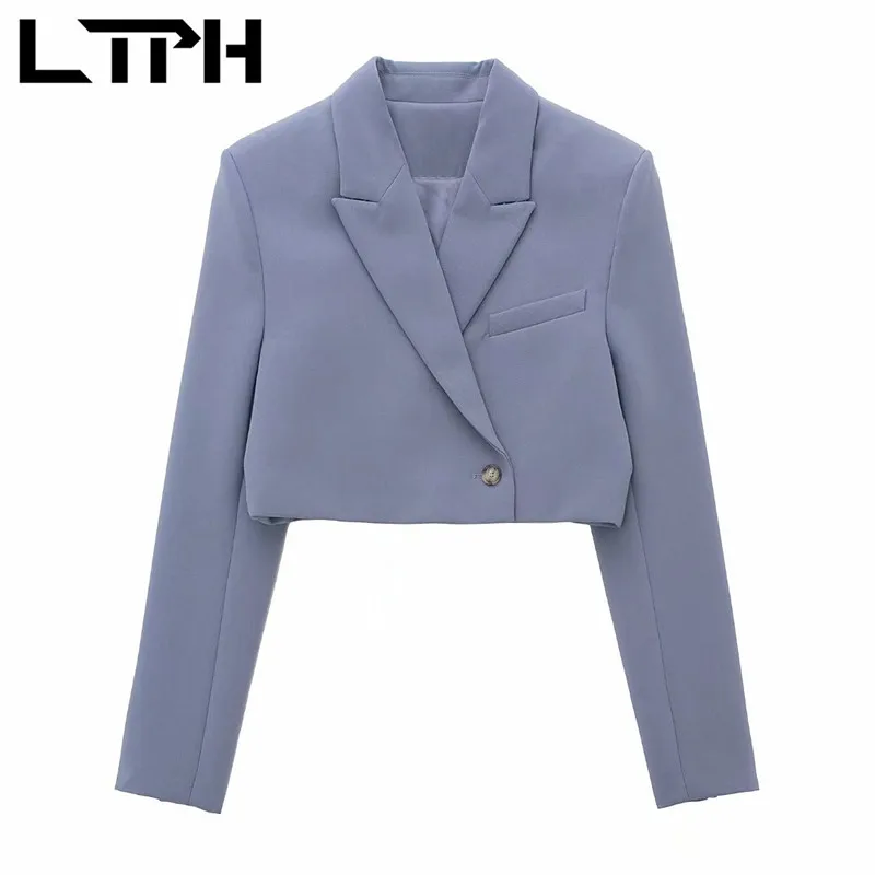 LTPH vintage casual two piece set women short suits cropped blazer wide pleats s - £118.15 GBP