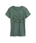 Mountain Line Drawing Graphic Tee Ladies 2XL Heather Green - $316.65 MXN