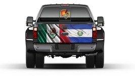 Mexican and El Salvador Flag Tailgate Wrap Vinyl Graphic Decal Sticker T... - £54.84 GBP