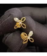 1 Ct Round Cubic Zirconia Women&#39;s Fancy Stud Earrings 14K Yellow Gold Pl... - $100.37 CAD