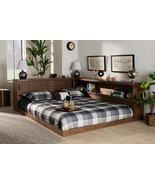 Ohara and Walnut Brown Queen Size Platform Storage Bed w/Built-In Outlet - €888,03 EUR