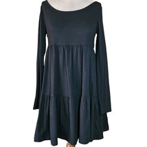 Black Long Sleeve Tiered Shirt Dress Size Small - £19.46 GBP