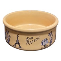 Bon Appetit Cat Ceramic Bowl French Paris Eiffel Tower Food Water Kitty ... - £11.63 GBP