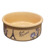 Bon Appetit Cat Ceramic Bowl French Paris Eiffel Tower Food Water Kitty ... - £11.65 GBP