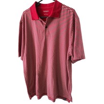 Ashworth Golf Company Large Red Gray Stripped Polo Shirt Cotton - $21.34