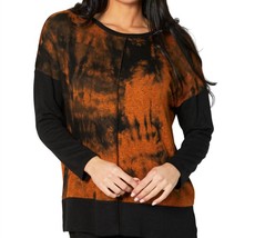 French Kyss marble wash color block crew top in Spice - size S - £42.33 GBP