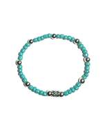 Turquoise Colored Beaded Bracelet with Silver Metallic Accent Spacers - $5.99