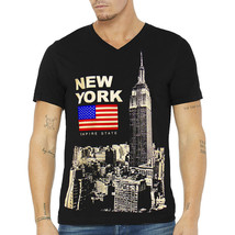 Nwt New York Empire State Building United State Exchange Black V-NECK T-SHIRT - £8.73 GBP