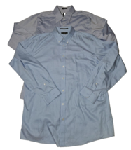 2 Eddie Bauer mens shirt XL dark blue light wrinkle resistant dress butt... - £14.41 GBP