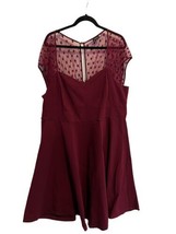 TORRID Womens Dress Wine Fit n Flare Lace Sleeve Short Sleeve Stretch Mi... - $37.43