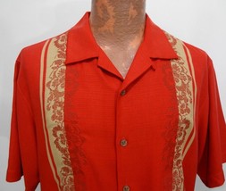Tommy Bahama M Path to Raj Orange Short Sleeve Silk Camp Shirt - £22.32 GBP
