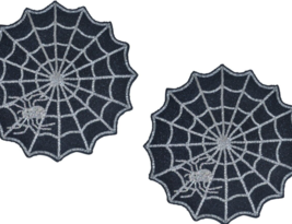 Spider Web Placemat Set Of 4 Beaded Tablemat Halloween Charger Plates 13... - £92.00 GBP