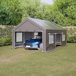 Outdoor 13X20 Ft Carport, Heavy Duty Canopy Storage Shed With Mesh Windo... - $574.99