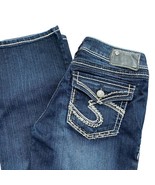 Silver Womens Blue Jeans W27xL34 Dark Wash Bling Embellished Pockets - $27.20