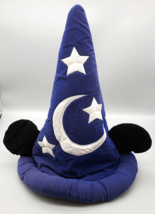 Disney World Sorcerer Hat Mickey Mouse Fantasia Blue White Embroidery Black Ears - $16.95