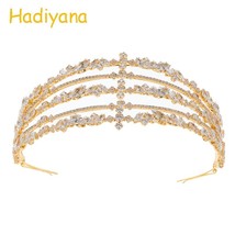 Hadiyana  Cubic Zirconia Wedding Tiara Crown Bride Hair Accessories Tiaras High  - £86.81 GBP